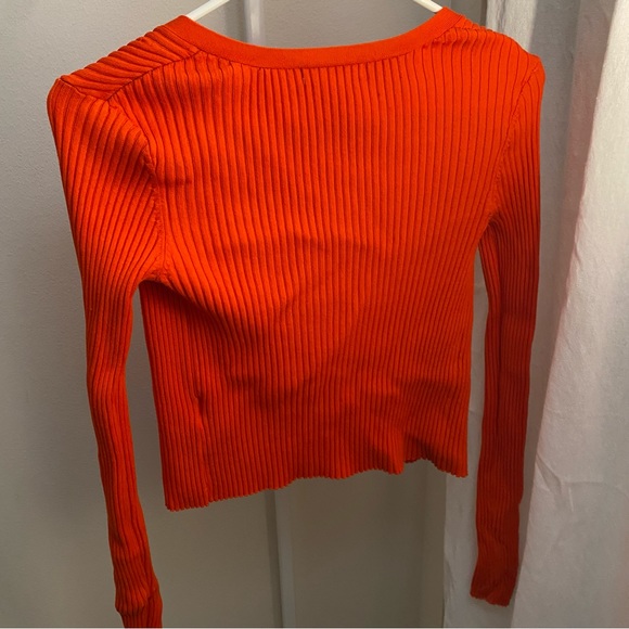 [XS] NEW H&M Womens Button Up Front Short Cardigan Long Sleeved Red Cropped - Picture 2 of 4